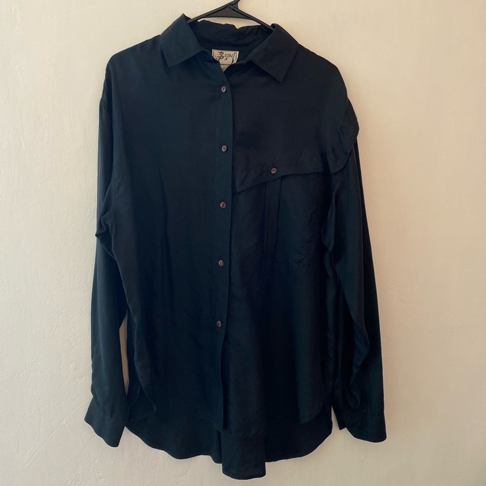 VINTAGE - USAGI Silk Collared Shirt w/ Unique Pocket